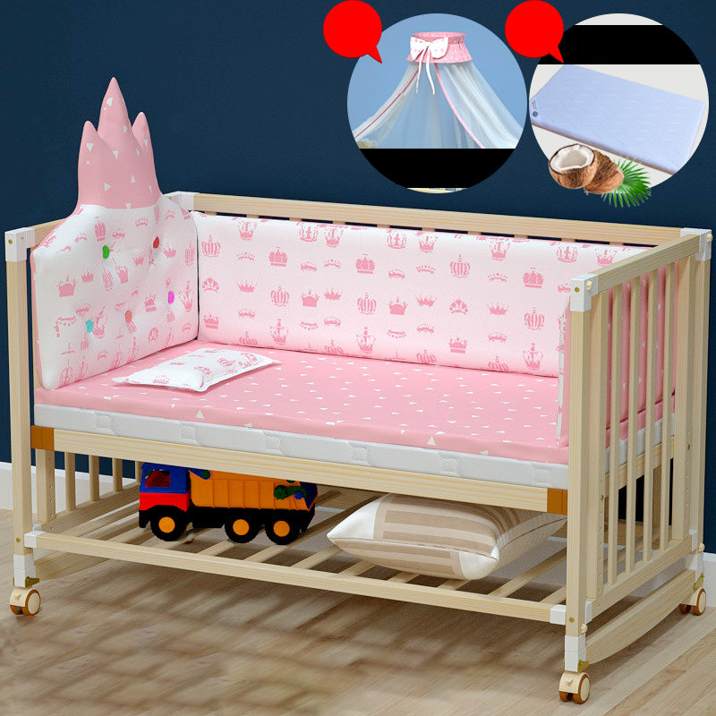 Scandinavian Wooden Baby Crib Storage Animal Pattern Nursery Crib
