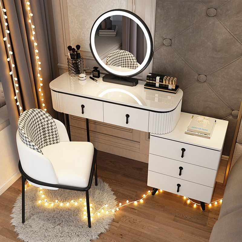 Glam Bedroom Vanity Dressing Table Wood Mirror Makeup Vanity Desk