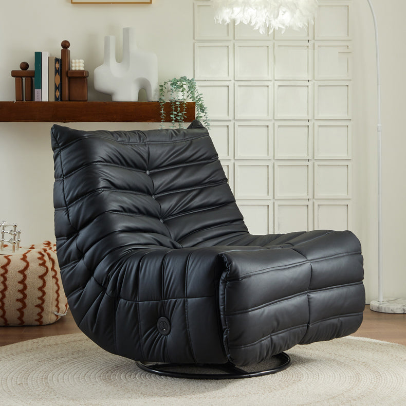 Solid Color Swivel Rocker Standard Recliner Faux Leather Recliner Chair with Storage