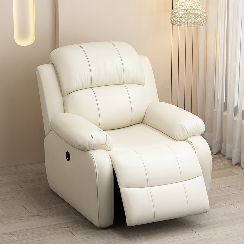 Modern Solid Color Standard Recliner Wood Frame Faux Leather Recliner Chair