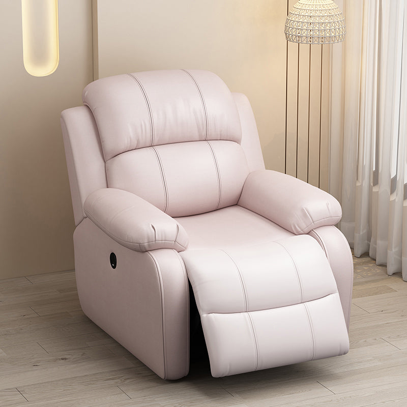 Modern Solid Color Standard Recliner Wood Frame Faux Leather Recliner Chair