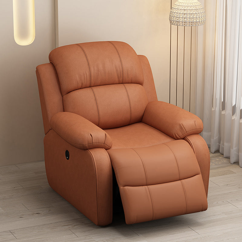 Modern Solid Color Standard Recliner Wood Frame Faux Leather Recliner Chair