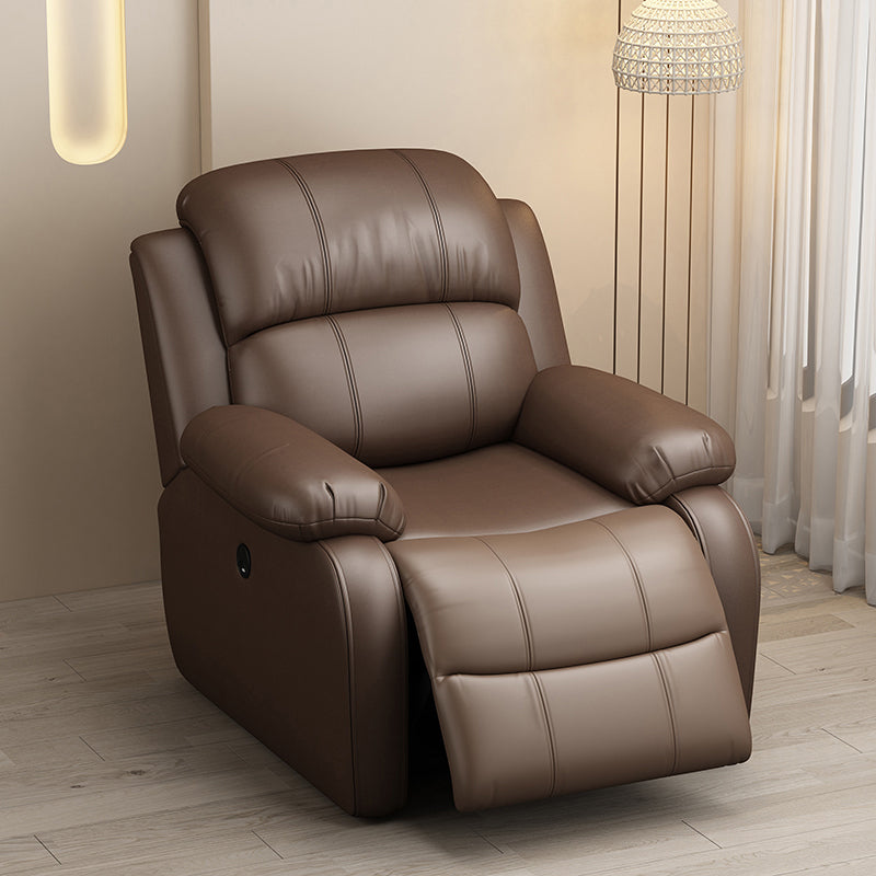 Modern Solid Color Standard Recliner Wood Frame Faux Leather Recliner Chair