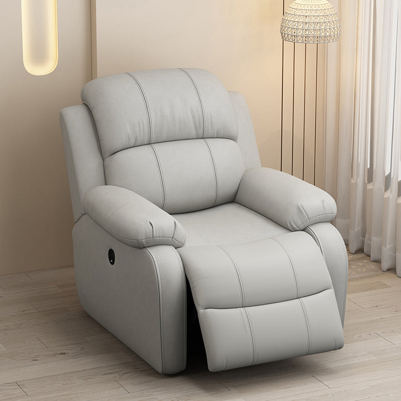 Modern Solid Color Standard Recliner Wood Frame Faux Leather Recliner Chair