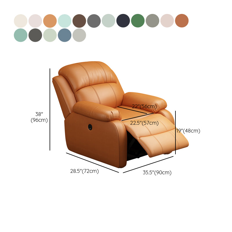 Modern Solid Color Standard Recliner Wood Frame Faux Leather Recliner Chair