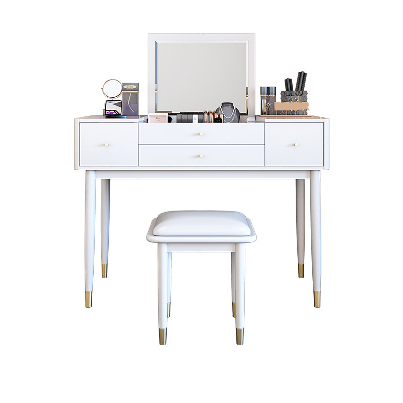 Glam Bedroom Makeup Vanity Desk Mirror White Vanity Dressing Table with Drawer