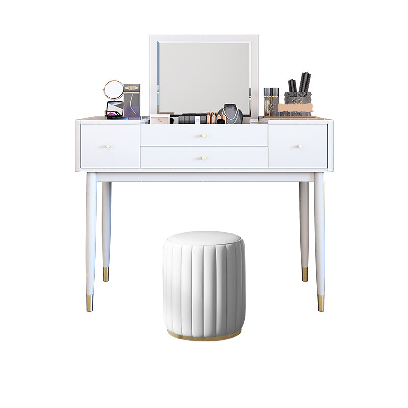 Glam Bedroom Makeup Vanity Desk Mirror White Vanity Dressing Table with Drawer