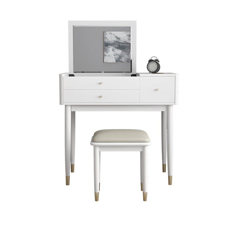 Glam Bedroom Makeup Vanity Desk Mirror White Vanity Dressing Table with Drawer