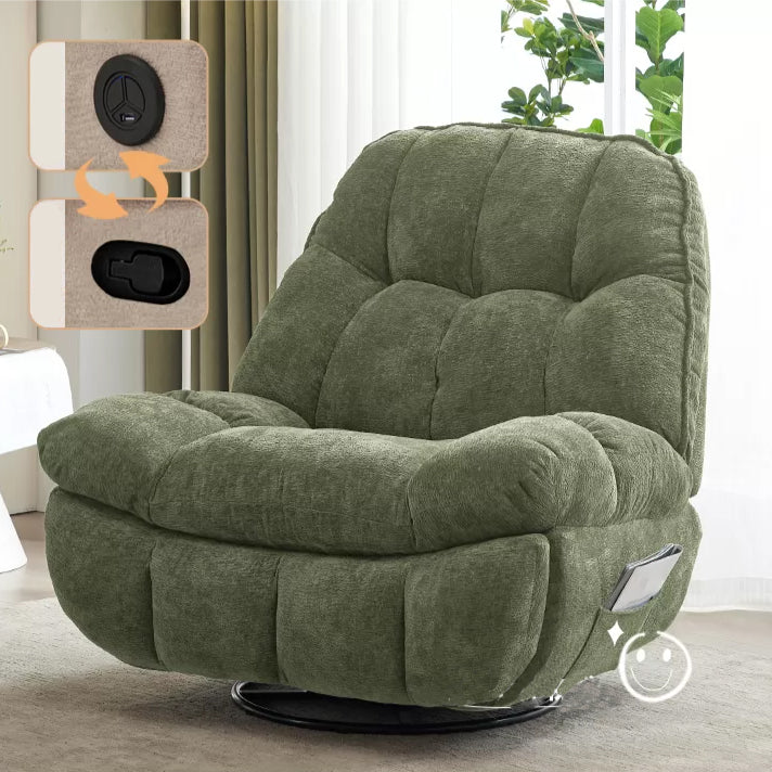 Contemporary Recliner Chair Swivel Rocker Metal Indoor Solid Color Side Pockets