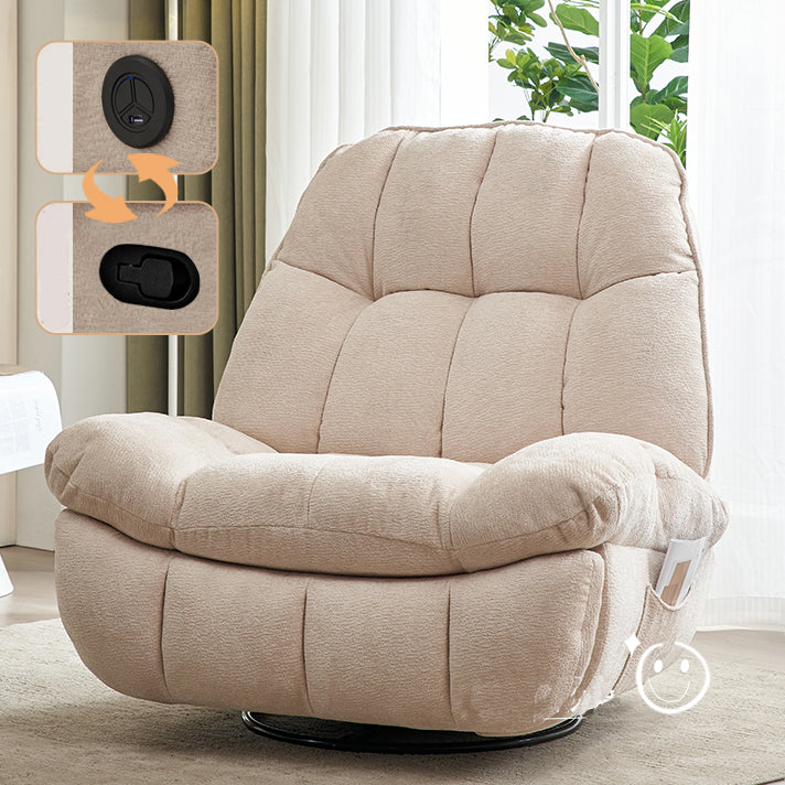 Contemporary Recliner Chair Swivel Rocker Metal Indoor Solid Color Side Pockets