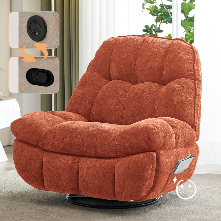 Contemporary Recliner Chair Swivel Rocker Metal Indoor Solid Color Side Pockets