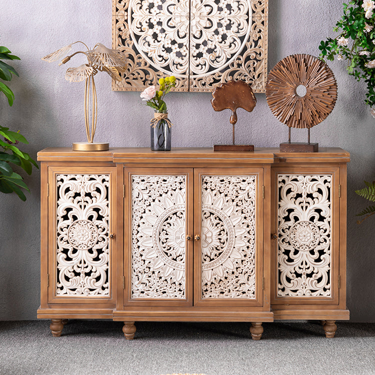 Contemporary Side Board Pine Sideboard Table with Doors for Dining Room