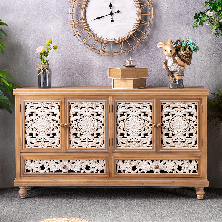 Contemporary Side Board Pine Sideboard Table with Doors for Dining Room