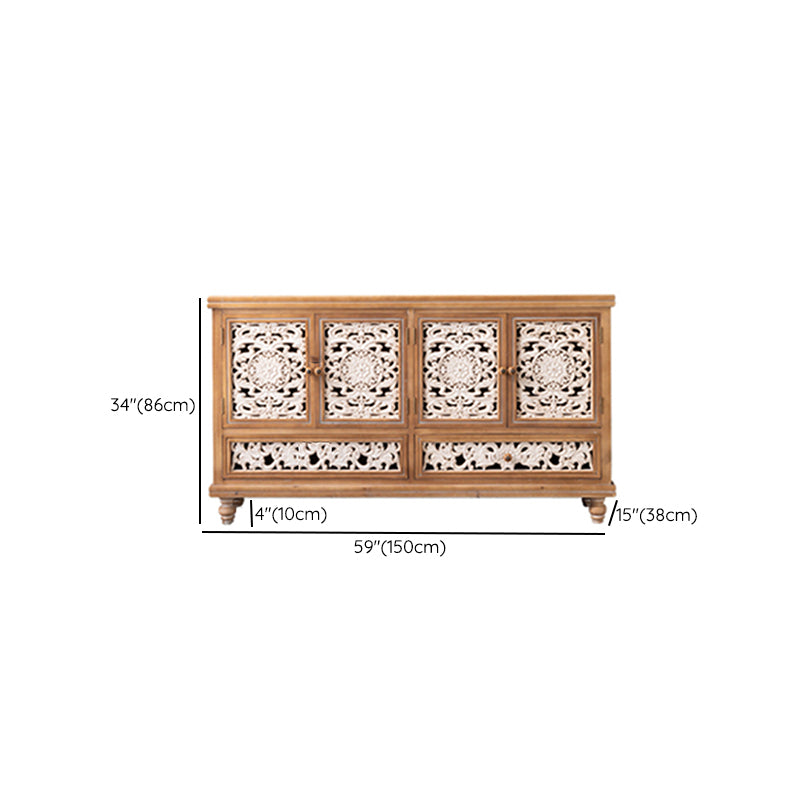 Contemporary Side Board Pine Sideboard Table with Doors for Dining Room