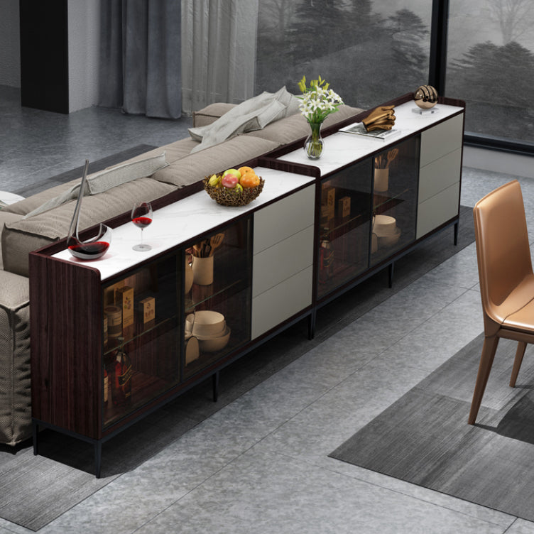 Contemporary Side Board Stone Sideboard Table with Doors for Dining Room