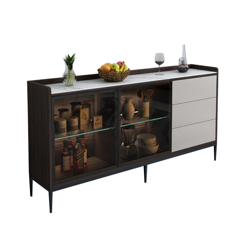 Contemporary Side Board Stone Sideboard Table with Doors for Dining Room