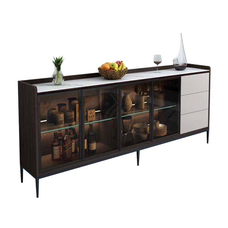 Contemporary Side Board Stone Sideboard Table with Doors for Dining Room