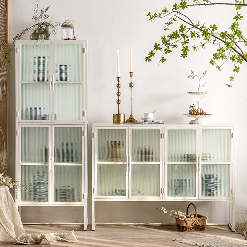 Contemporary Curio Cabinet Metal Glass Doors Buffet Cabinet for Dining Room