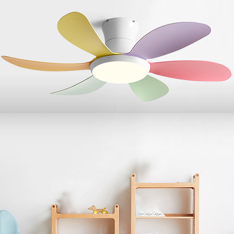 Metal Fan Shape Ceiling Fan Kid Style 1-Light Ceiling Mount Fans Fixtures