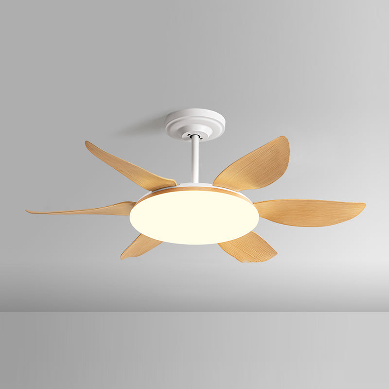 LED Minimalist Ceiling Fan 6 - Blades Fan Lighting Fixture in White Finish