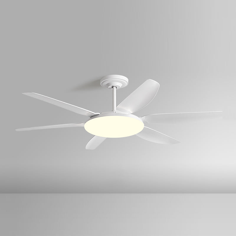 LED Minimalist Ceiling Fan 6 - Blades Fan Lighting Fixture in White Finish