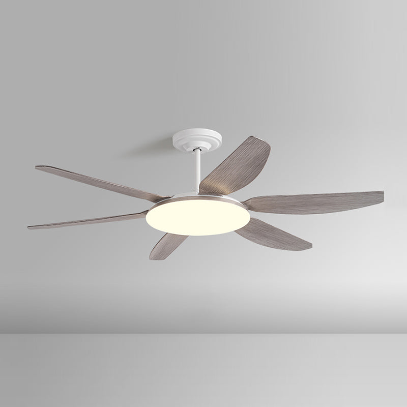 LED Minimalist Ceiling Fan 6 - Blades Fan Lighting Fixture in White Finish