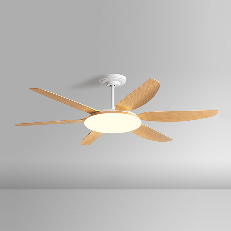 LED Minimalist Ceiling Fan 6 - Blades Fan Lighting Fixture in White Finish