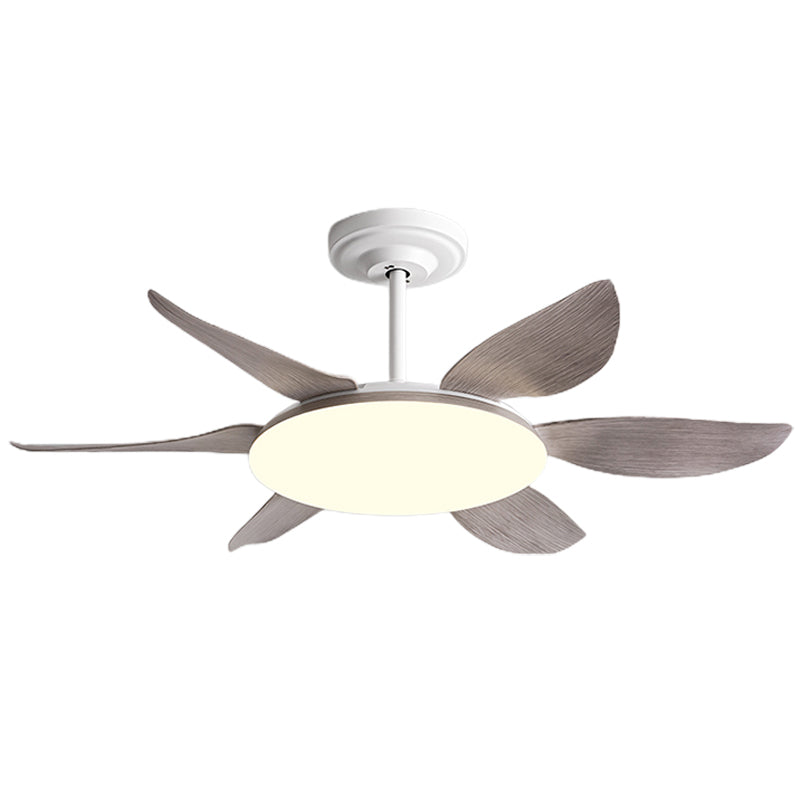 LED Minimalist Ceiling Fan 6 - Blades Fan Lighting Fixture in White Finish