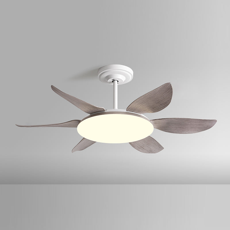 LED Minimalist Ceiling Fan 6 - Blades Fan Lighting Fixture in White Finish