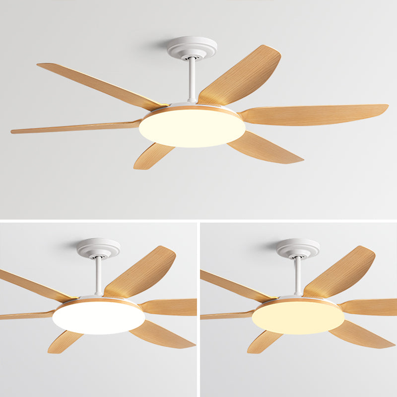 LED Minimalist Ceiling Fan 6 - Blades Fan Lighting Fixture in White Finish