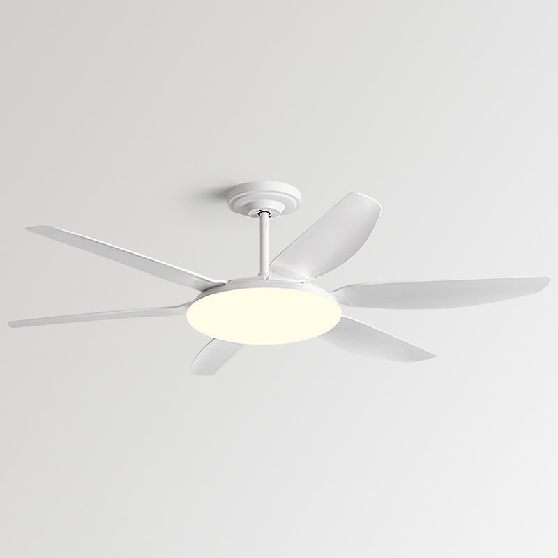 LED Minimalist Ceiling Fan 6 - Blades Fan Lighting Fixture in White Finish