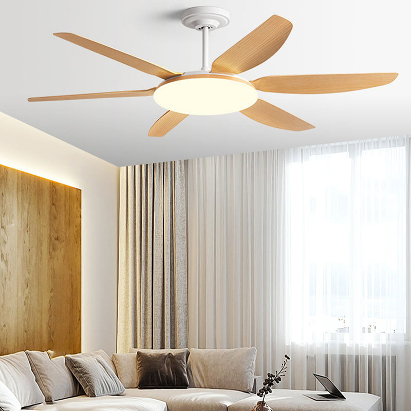 LED Minimalist Ceiling Fan 6 - Blades Fan Lighting Fixture in White Finish