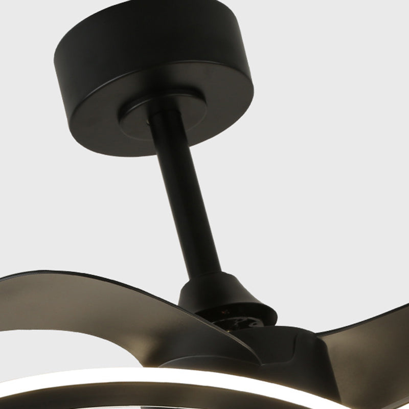 LED Linear Ceiling Fan 3 - Blades Metal Fan Light Fixture in Black / White Finish