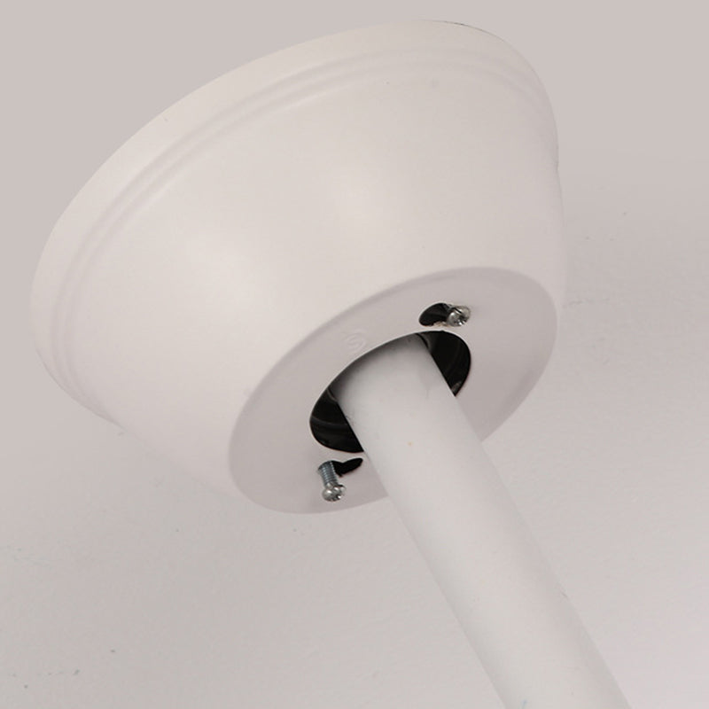 Retractable LED Ceiling Fan Modernism Drum Fan Light in White Finish