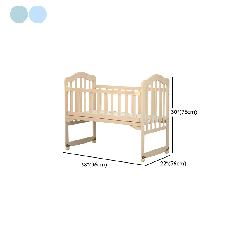 Scandinavian Animal Pattern Baby Crib Wooden Arched Crib with Casters