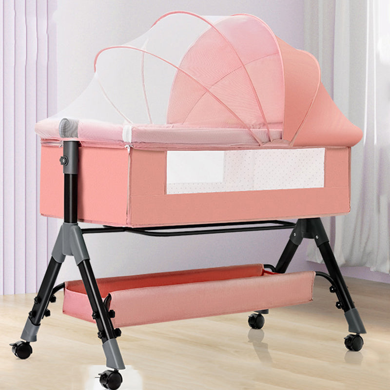 Metal and Fabric Crib Cradle Square / Rectangle Bedside Bassinet