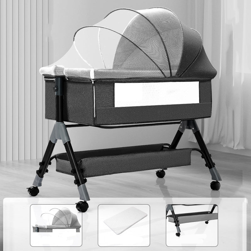 Metal and Fabric Crib Cradle Square / Rectangle Bedside Bassinet