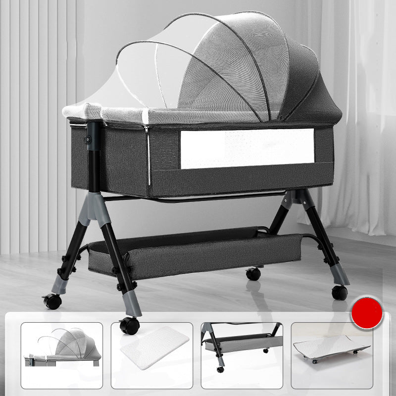 Metal and Fabric Crib Cradle Square / Rectangle Bedside Bassinet