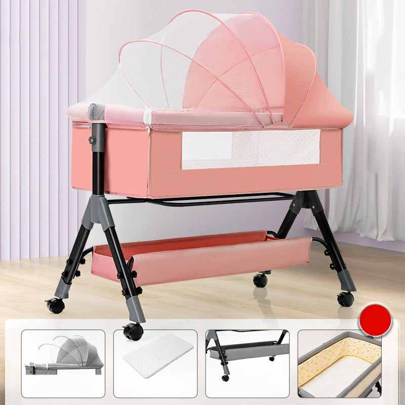 Metal and Fabric Crib Cradle Square / Rectangle Bedside Bassinet