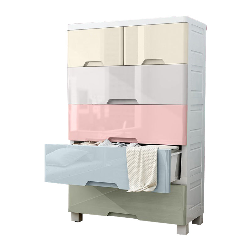 Modern Nursery Dresser Plastic Kids Nightstand with 5/6 Drawers