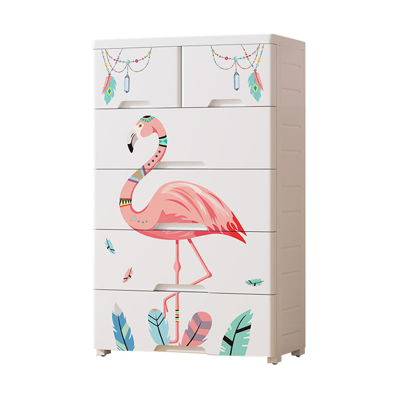 Modern Nursery Dresser Plastic Kids Nightstand with 5/6 Drawers