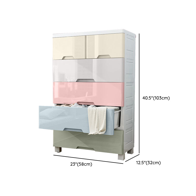 Modern Nursery Dresser Plastic Kids Nightstand with 5/6 Drawers