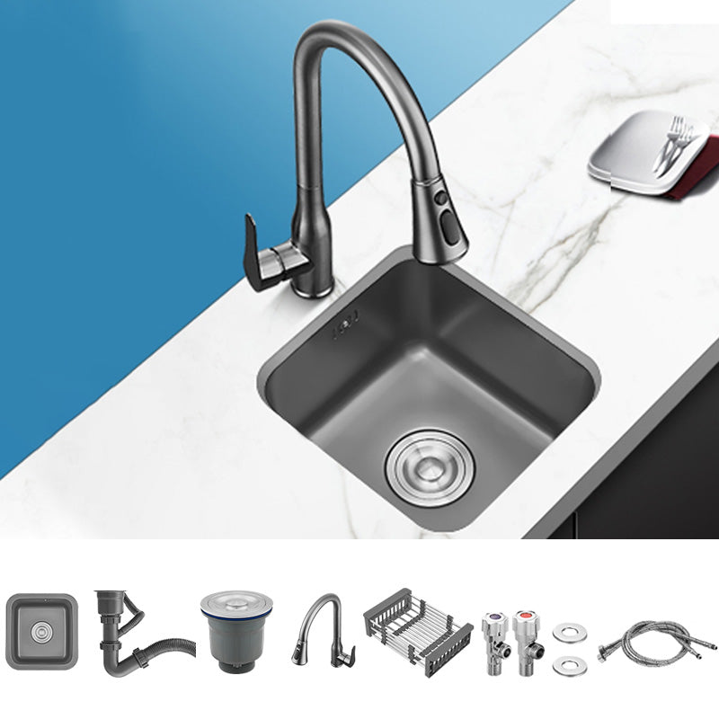 Square Stainless Steel Kitchen Sink Single Bowl Sink with Drain Strainer Kit