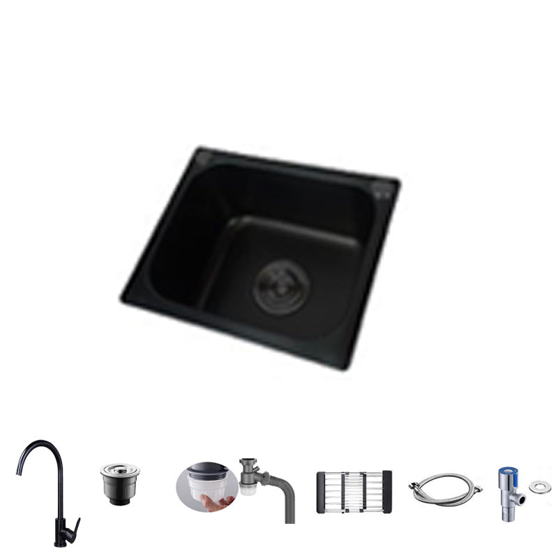 Black Stainless Steel Kitchen Sink Single Bowl Sink with Drain Assembly