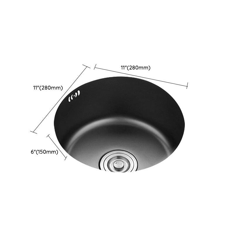 Single Bowl Kitchen Sink Stainless Steel Round Sink with Drain Assembly