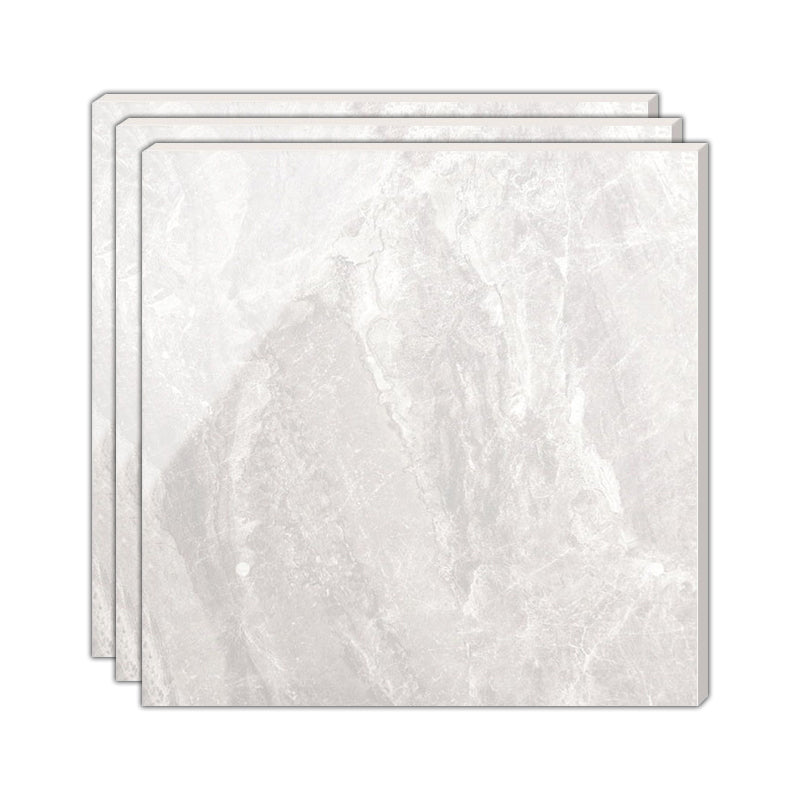 Contemporary Polished Porcelain Tile Light Grey Marble Print Square Floor and Wall Tile