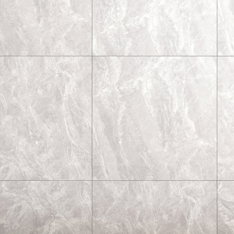 Contemporary Polished Porcelain Tile Light Grey Marble Print Square Floor and Wall Tile