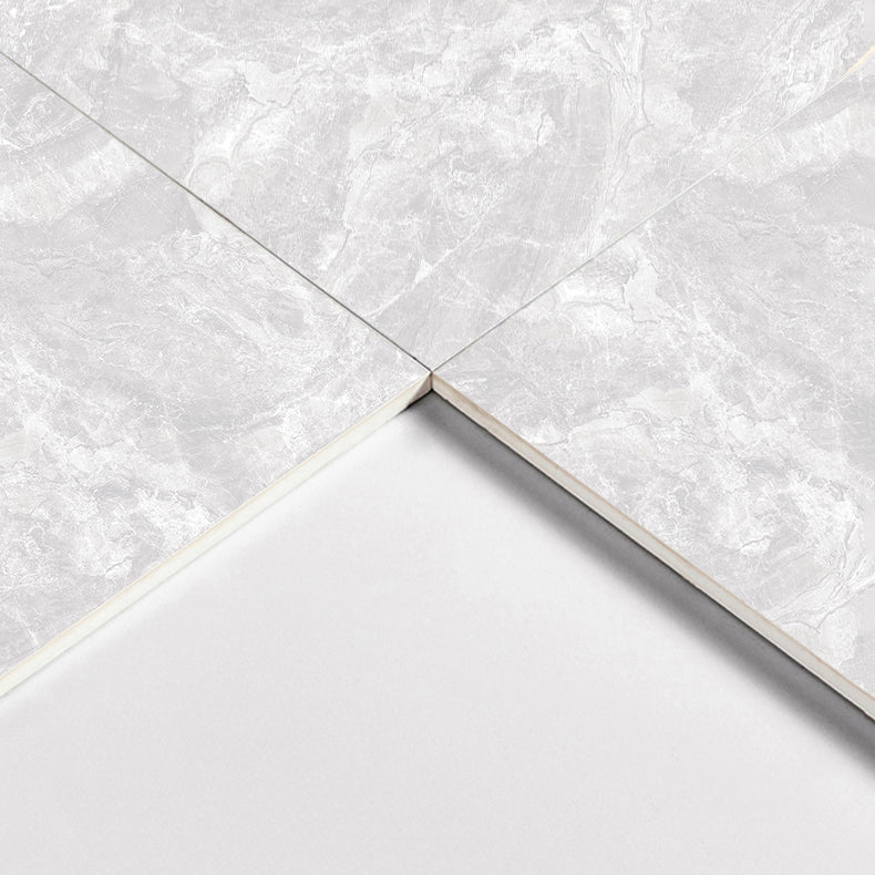 Contemporary Polished Porcelain Tile Light Grey Marble Print Square Floor and Wall Tile