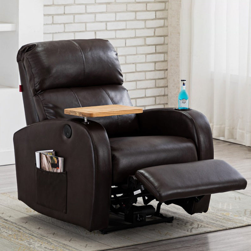 Contemporary Standard Recliner Side Pockets Indoor Solid Color Metal Manual-Push Botton