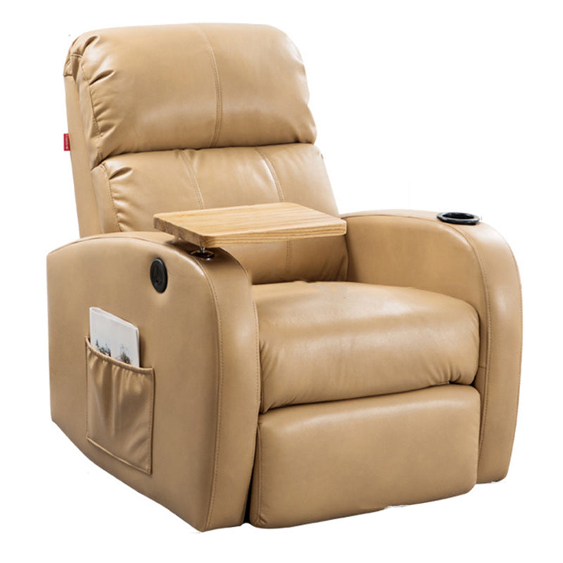 Contemporary Standard Recliner Side Pockets Indoor Solid Color Metal Manual-Push Botton